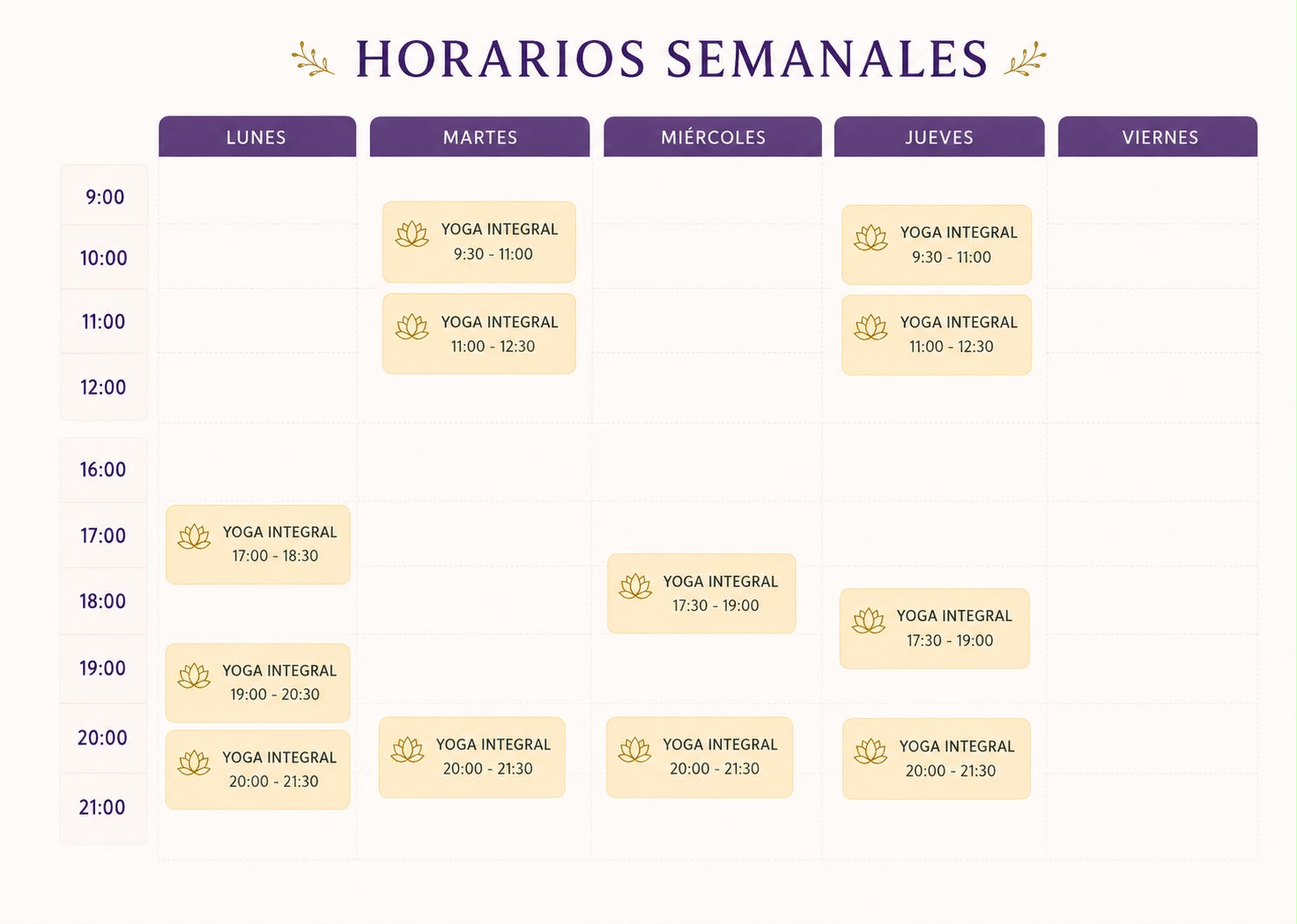 yoga integral horario