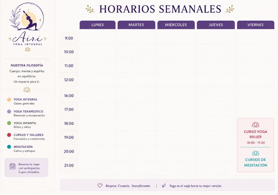 yoga muejr horarios y meditacion