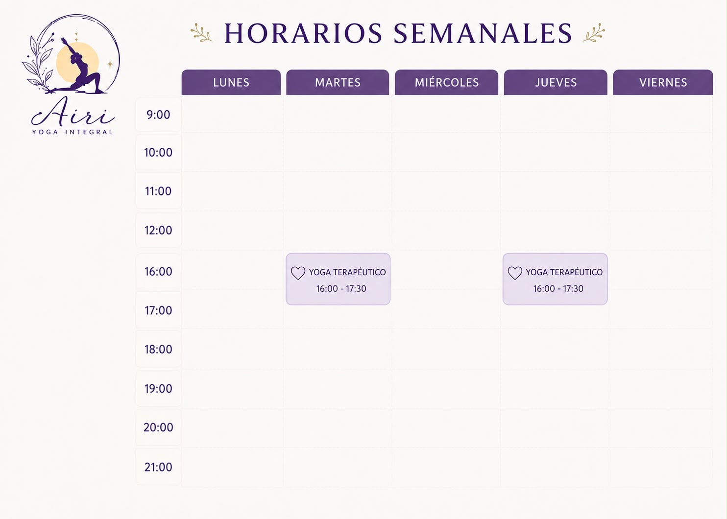 yoga terapeutico horario